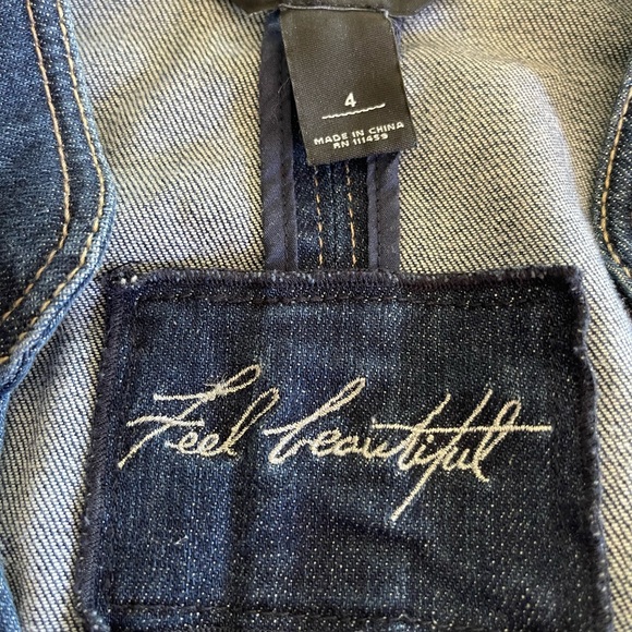 White House Black Market Dark Blue Jean Jacket with Silver Accents - Picture 2 of 10